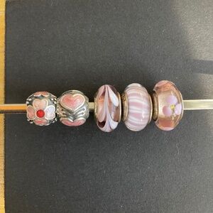 Pandora Pink Murano and enamel beads (5)
